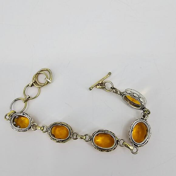 Yellow Citrine Gemstone Handmade 925 Sterling Silver Jewelry Bracelet Sz 7-8" - Picture 4 of 8
